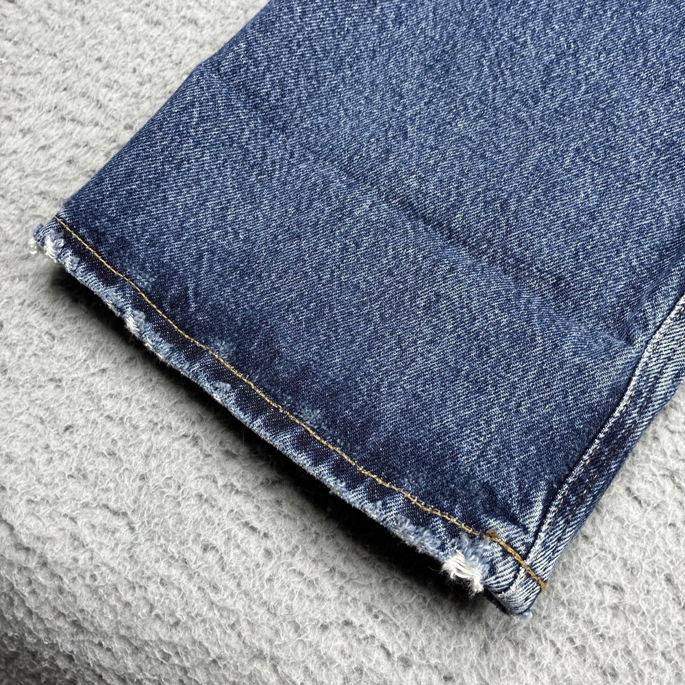 AGOLDE Fran Jeans Women's 25 Blue Straight Leg High Rise Distressed Button Fly - Picture 14 of 16